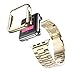 Creazy Stainless Steel Strap Watch Band+Adapter+Case Cover for Apple Watch 38mm (Gold)