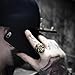 INRENG Men's Stainless Steel Silver Gold Gothic Cross Skull Ring Green Eye Vintage Flower Carved Halloween Size 9