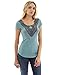 PattyBoutik Women Crochet Lace Inset Cap Sleeve Blouse (Moderate Turquoise and Gray Small)