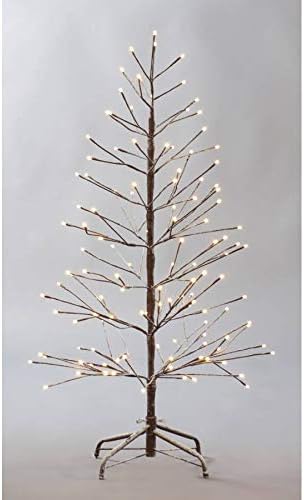 tinsel time 5ft 150cm Snowy Twig Tree With Warm White 200 LED Lights Home Decoration