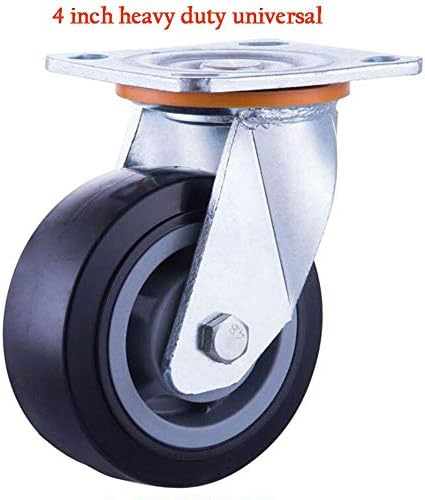 MUMA 4 Inch Universal Wheel 5-inch Heavy Duty Silent Wheel 6 Inch Casters 8-inch Double Bearing Industrial Wheel Rubber Flat Push Wheel (Color : Universal, Size : 4 inch)