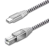 Fasgear 6ft USB C to USB B Cable Nylon Braided Printer Scanner Cord with Metal Connector Compatible with ASUS AiO, HP, Canon, Samsung Printers and More (6ft, Gray)