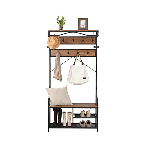 O&K FURNITURE Hall Tree with Shoe Storage, Entryway Bench with Coat