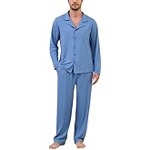 Marvmys Mens Pajama Set Soft Button Down Pajamas Long Sleeve Pjs Sleepwear Loungwear Comfy Sleep Sets with Pockets S-3XL