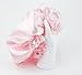 Pink & White Reversible Satin Hair Bonnet with Ajustable options in size Newborn to Adult 5X Large (Newborn - Toddlers)