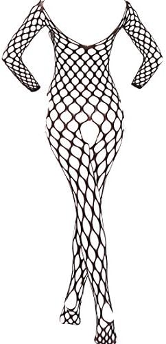 Xinkaishi Women's Hot Transparent Open Crotch Fishnet Bodystocking