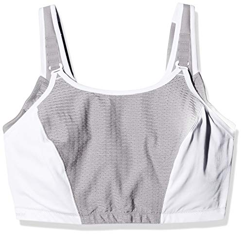 Glamorise Women's Plus Size Full Figure Adjustable Wirefree Sport Bra #1243, White/Grey