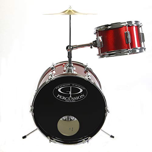 GP Percussion GP50RD Complete Junior Drum Set (Red, 3-Piece Set) - Thumbnail 3