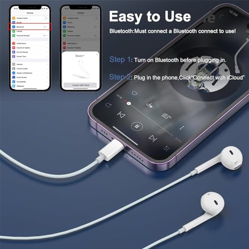 2 Pack Earbuds iPhone Wired Lightning Headphones [MFi Certified](Built-in Microphone & Volume Control) Noise Isolating Headset Compatible with iPhone 14/13/12/11 Pro Max/Xs Max/XR/7/8 Plus