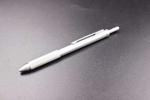 Metal 4 in 1 Multi-Function Pen 4 Colors Pen with 0.5mm Mechanical Pencil and Black/Red/Blue Ballpoint Pen in Gift Package (1PCS PACK, Silver)