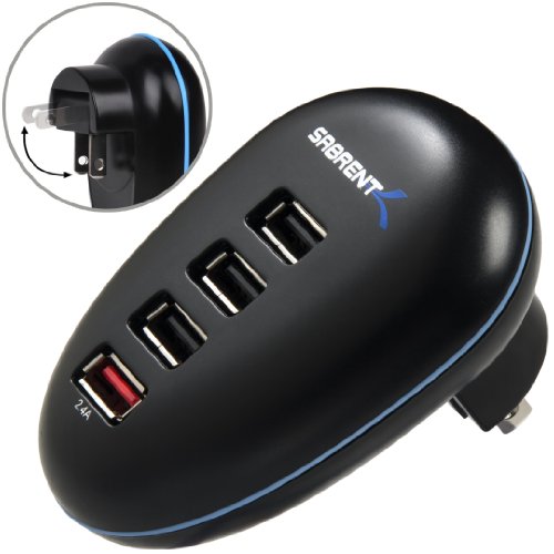 Sabrent 4-Port Compact USB Wall Charger For iPhone, iPad, Samsung Android Smartphones and other USB-Powered Devices (AX-UCFW)