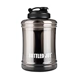 BOTTLED JOY Large Water Bottle with Handle BPA Free Lightweight Reusable Drinking Big Capacity Water Jug Container for Outdoor Sports Gym Hiking Fitness 85oz 2500ml 2.5L (Transparent Black)