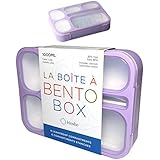 Bento-Box Lunch Containers for Kids, Women, Adults | 6 Compartment Lunch-Boxes | Leakproof School or Meal Planning Portion Container Boxes | BPA-Free | Purple Lilac
