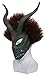 PONGONE Erik Killmonger Stevens Mask - Black Panther Helmet with Brown Wig Cosplay Prop Latex