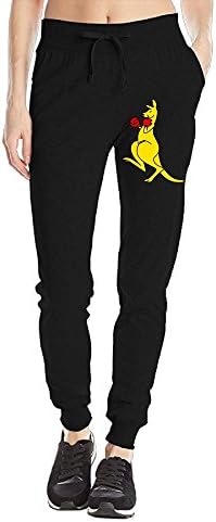 Losport Women's Boxing Kangaroo Cotton Joggers Pants Slim Fit Bottoms Running Trousers With Pockets M Black