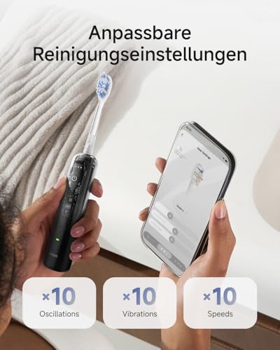 Laifen Wave Pro Electric Toothbrush with 60° WaveMotion & 66,000 Vpm, 70 Day Battery, Pressure Sensor & App Customizing, Seamless Design Ideal for Travel, Includes 2 Pro Heads (Transparent Black)