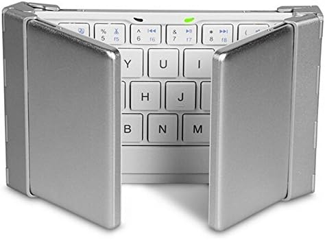Livehomes Portable Folding Bluetooth Keyboard Ultra-slim Mini Wireless Keyboard for iOS Android Windows PC Tablet Smart Phone Built in Rechargeable Li-polymer Battery, Bluetooth 3.0, White