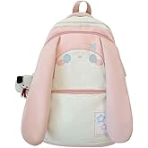 SUFUZEGA Cute Bunny Ear Backpack for Teen Girls Women Daypack for School Travel Work Casual Bookbag with Cute Pendant (Pink)