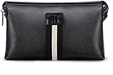 Men's Zipper Wallet Clutch Bag Genuine Leather Handbag Organizer Checkbook Purse (Black)
