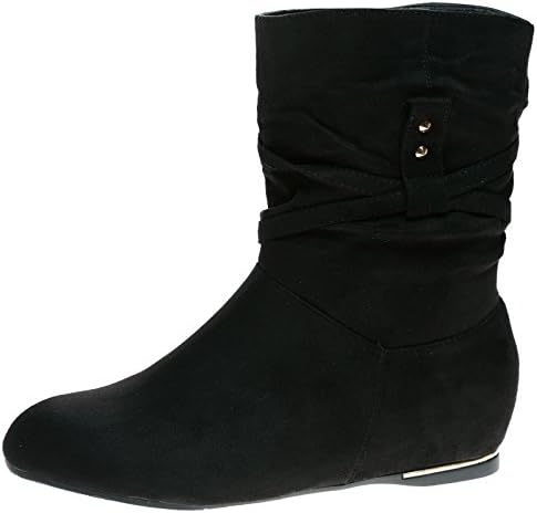 Feet First Fashion Sylvana Womens Low Heel Hidden Wedge Slouchy Ankle Boots