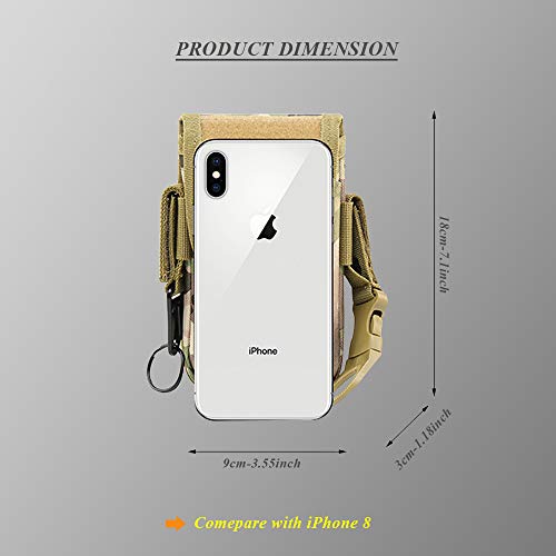 Tactical Molle Phone Pouch Holder Holster 600D Nylon Waist Bag with Belt Clip for iPhone Xs Max XS 8 7 Plus Money Pocket Purse Samsung S8 Plus S7 Edge Plus LG G6/G5 (Black)