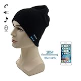 TAKSON Bluetooth Music Soft Warm Beanie Hat Cap with Musicphone Speakerphone Stereo Headphone Headset Earphone Speaker Mic for Winter Fitness Outdoor Sports Running Valentines Day Gift (Black)