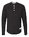 Champion Men Authentic Originals Long Sleeve Henley, Black, Small