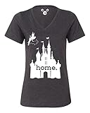 DisGear Women's Disney Is My Home V-Neck T-Shirt (2X-Large, Dark Heather FBA)