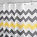 mDesign Bathroom Shower Accessory Set - Includes Polyester Chevron Fabric Shower Curtain, Microfiber Bathroom Accent Rug, Plastic Wastebasket - Set of 3, Gray/Yellow/White