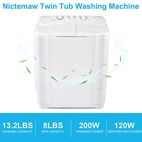 Portable washing machine Nictemaw Compact Twin Tub Washer 21.5lbs, Mini