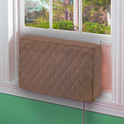 LBG Products Indoor Air Conditioner Cover for Window A/C Unit,Brown Color, Double Insulation Windblock (25''L x 17''H x 4''D)