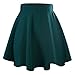 jntworld Women's Basic A Line Stretch high Waist Flared Plain Pleated Skater Mini Skirt, L, Green