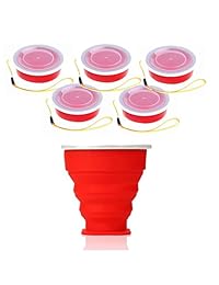 Pack de 5 tazas plegables de viaje con tapa reutil
