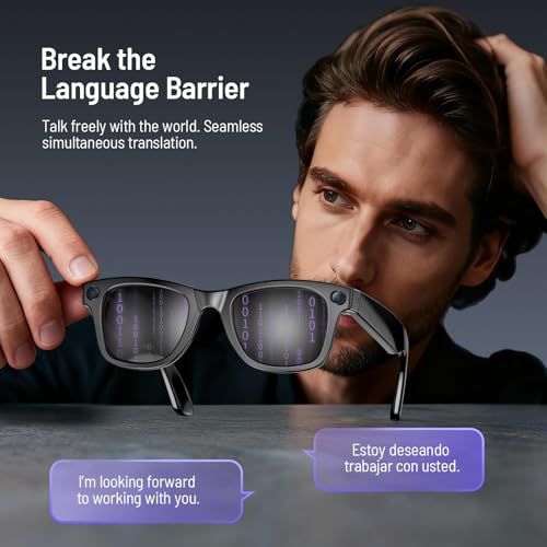 2026 AI Smart Glasses with Camera and Bluetooth, 8MP 4K Camera Glasses with Translation & Voice Control, Video, Audio Recording, IP67 Waterproof Smart Glasses for Business & Outdoor(Photochromic)