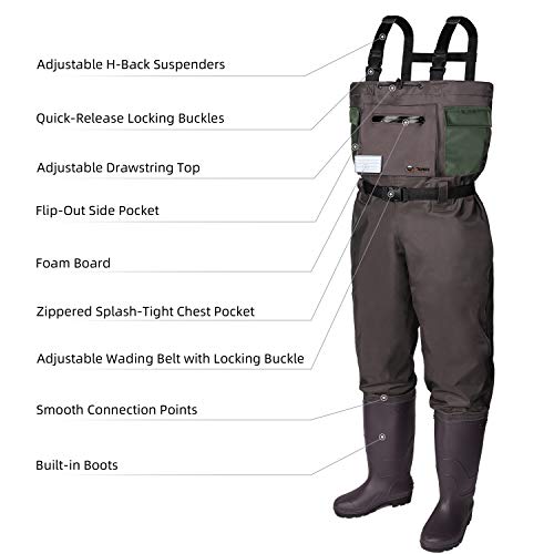 RUNCL Chest Waders, WaistHigh Waders, Bootfoot Waders Reinforced Nylon Outer Layer, Seamless