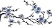 Emmas Two Asian Cherry Blossom Sakura Flower Iron on Embroidered Appliques Patch Japanese Chinese (Blue)