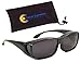 Ideal Eyewear Sun Shield Fit Over Sunglasses with Polarized Lenses - Wear Over Prescription Glasses (Black Frame/Smoke Lens with Case)