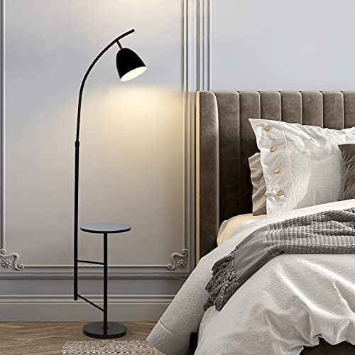 O'NEELDY Modern Black Arc Floor Lamp with Marble Table 70'' Tall
