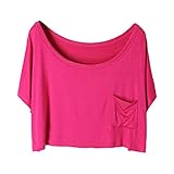 ETOSELL Lady Casual Short Batwing Sleeve Loose T-Shirts Crop Tops