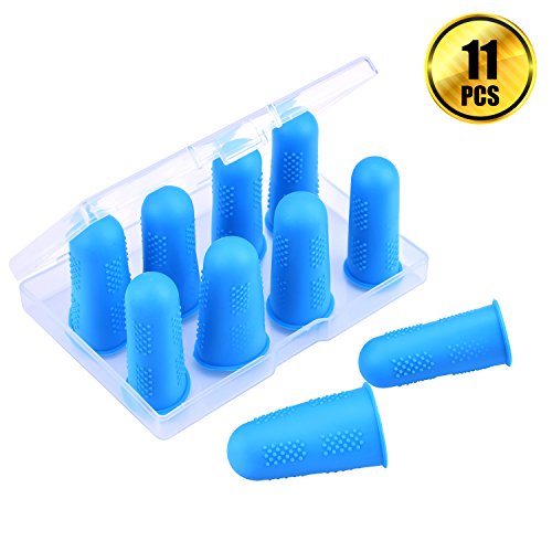 image for WXJ13 10 Pieces 5 Sizes Blue Silicone Hot Glue Gun Finger Protector Ca