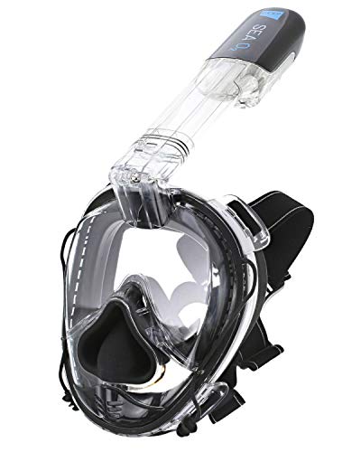 Deep Sea O2 | Only Full Face Snorkel Mask Designed to Protect Against Dangerous CO2 Build-Up | Panoramic View | Soft Nose for Diving | Anti-Fog | Camera Mount | Universal Size- Kids to Adult | White