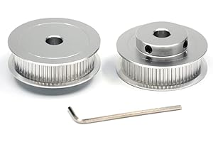 ReliaBot 2PCs Aluminum 2GT Timing Pulley 60 Teeth Bore 8mm for 3D Printer CNC Machine 10mm Width 2GT Timing Belt