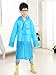AIRCEE Age 6~12 Kids Hooded Jacket Rain Poncho Raincoat Cover Long Rainwear (Blue)