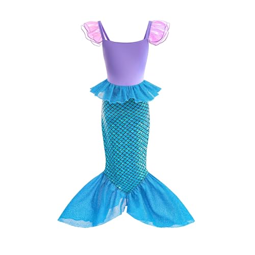 Little Girls Mermaid Costume, Princess Mermaid Ariel Costumes with Accessory, Mermaid Dress Costume For Fancy Dress Up Cosplay Party Birthday Party