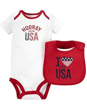 Carters Embroidered HOORAY for the USA 4th of July Baby Boys & Girls Bodysuit S (3-6 Months)