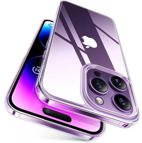 Photo 1 of TORRAS Diamond Clear for iPhone 14 Pro Max Case, Anti-Yellowing, 12FTMil-Grade Drop Protection, Shockproof Slim Protective Hard Back Soft Bumper with Airbag for iPhone 14 ProMax Case, Crystal Clear