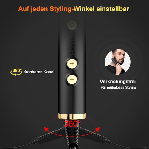 ANLAN 2 in 1 Beard Straightener - Professional Hair Straightening Brush with Adjustable Temperature from 120°C to 200°C for Men and Women - Fast Heating in 30 Seconds