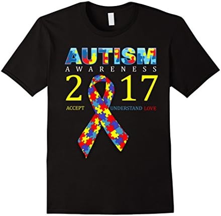 Men's Official: autism awareness 2017 shirt-  accept-understand-Lv Medium Black