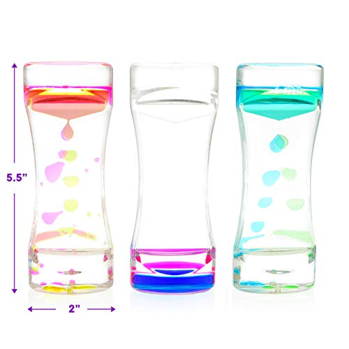 3 Pack of Liquid Motion Timers Sensory Toys for Stress Relief - Great as Bubbler Timer Fidget Toys for Kids, Satisfying Mini Lava Lamp Office & Desk Toys, Figit Toy Gift for Boys, Girls, and Adults!