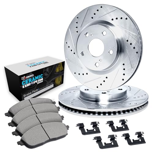 R1 Concepts Rear Brake Kit Fits 2000-2003 Audi A8| Euro Ceramic Pads, Drilled S…